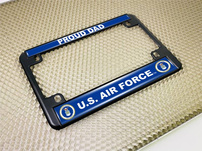 USAF - U.S. Air Force Proud Dad - Motorcycle Metal License Plate Frame